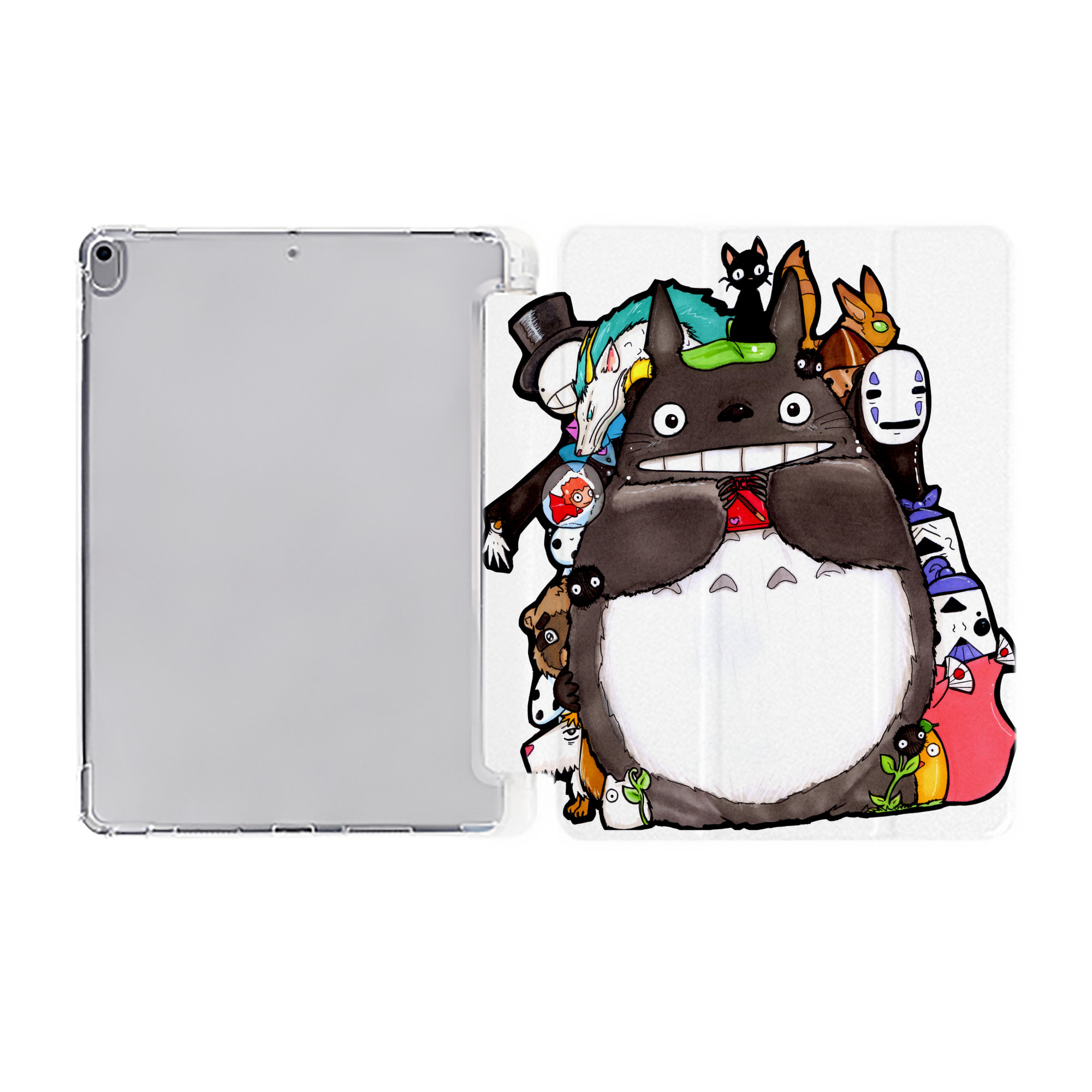（画像用） となりのトトロ 草壁メイ 草壁サツキ My Neighbor Totoro Satsuki Kusakabe Mei Kusakabe IPad ケース ペン収納付き 三つ折りスタンド PUレザー×シリコン 対応機種9.5/10.5/10.9インチ